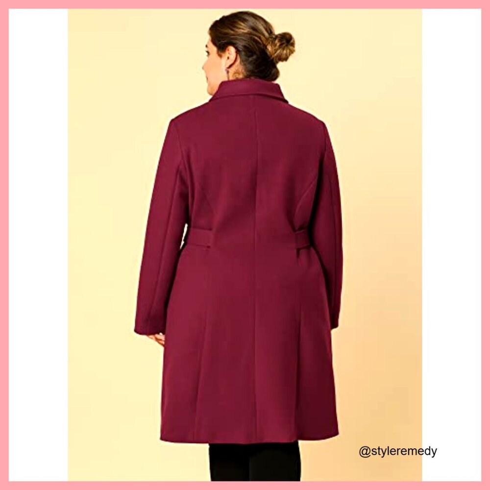 Plus Size Single Breasted Belted Winter Long Coat… - image 5
